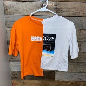 cropped mismatched t-shirt